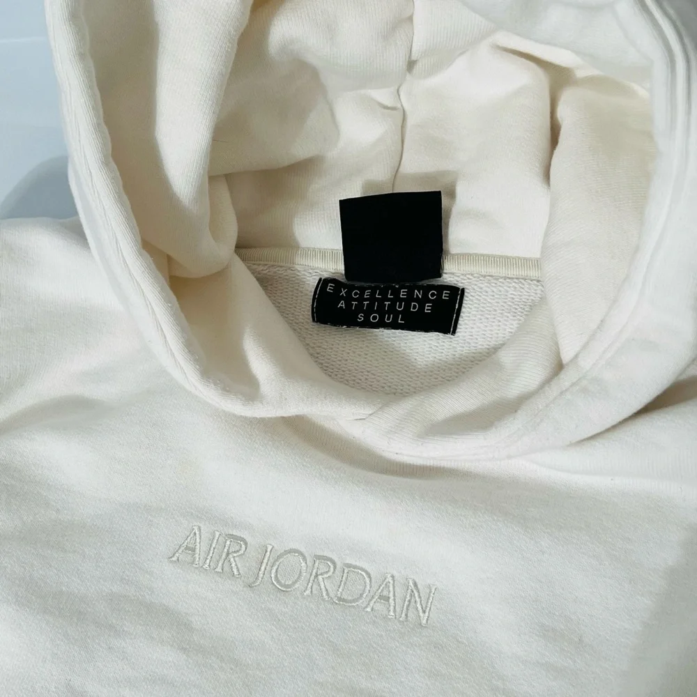 Air Jordan Jumpman Men’s Wordmark Fleece Hoodie in Sail Size L